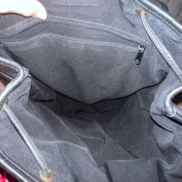 ASTON Black LEATHER Large  Drawstring Backpack Clarkson Bookbag USA main image 8